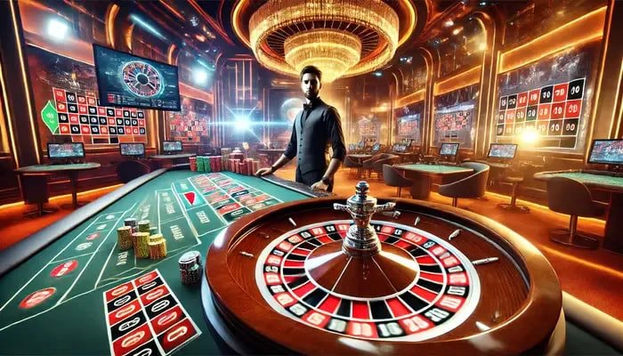 Dealer profesional Spadegaming di meja blackjack langsung dengan kamera multi-sudut